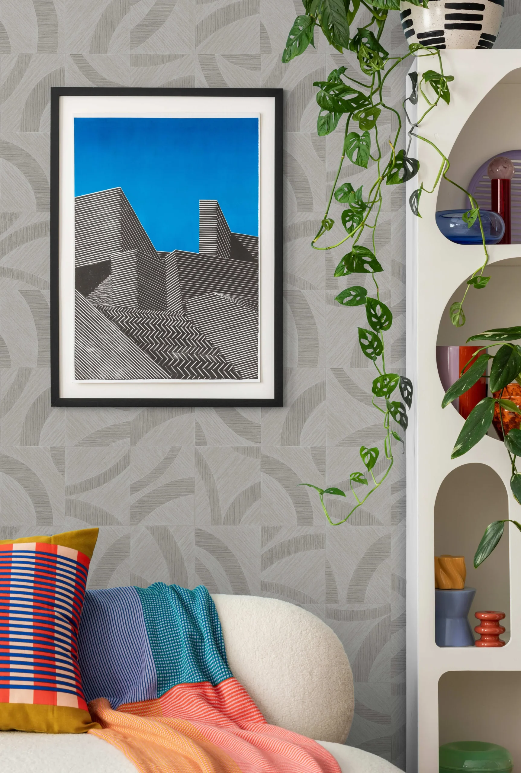 Gray Embossed Wallpaper – Textured Glittering (24101-3)